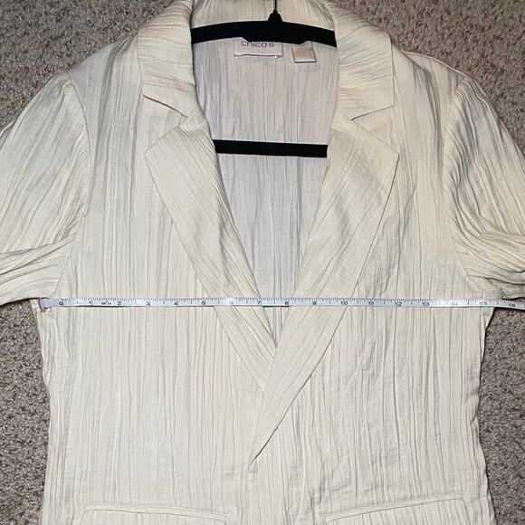 Chico's - Cream Textured Half Sleeve Jacket - Size 0 - Picture 7 of 15
